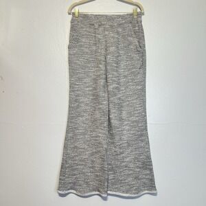 Heidi Hess Power Pants Women Small Heathered Gray Bell Bottom Knit Pull On Pocke